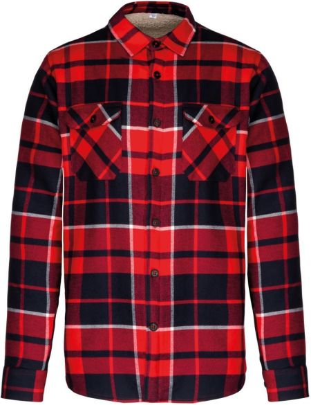 Flannel shirt with sherpa fleece lining Kariban K579 storm grey/navy