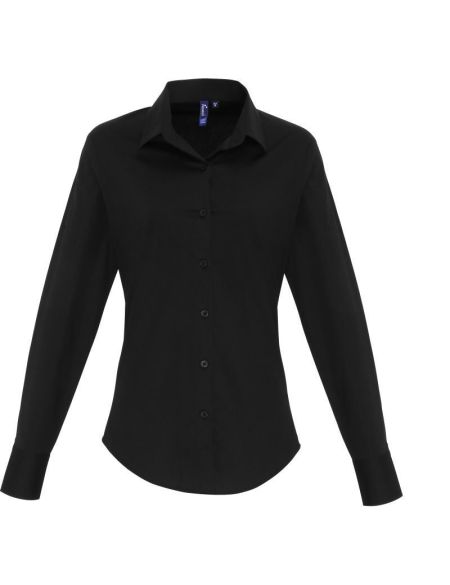 Premier PR344 weißes elastisches Popelinehemd