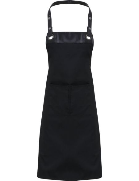 Schürze mit Latz Espresso Premier PR123 schwarz/schwarz