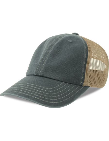6-Panel Trucker Vintage Atlantis Teon Kappe, schwarz/khaki