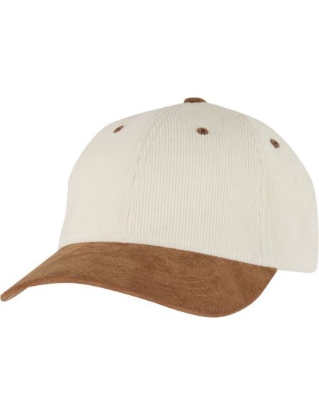 6-Panel-Cordkappe aus Wildleder mit Flexfit-Passform, Modell 9279, schwarz/karamellfarben