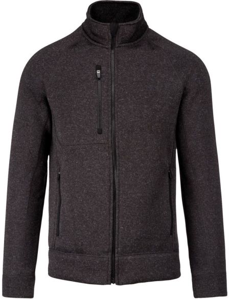 Herren-Strickfleecejacke in Melange-Optik, dunkelgrau meliert