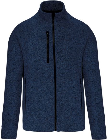 Herren-Strickfleecejacke in Melange-Optik, dunkelgrau meliert