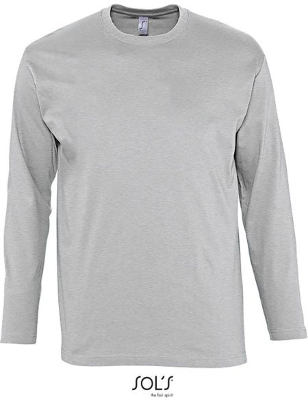 Sols Monarch grau meliertes Herren-T-Shirt mit langen Ärmeln